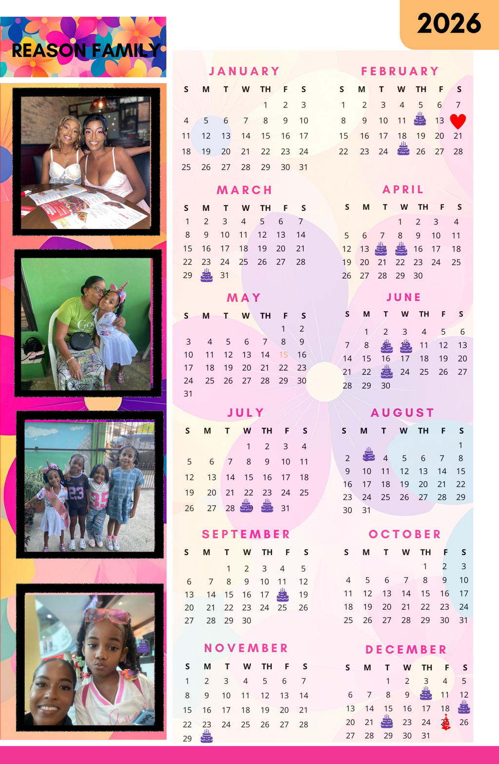 Personalized fridge calendar